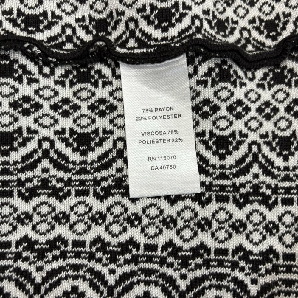 Nina Leonard Fit & Flare Knit Sweater Dress Geometric Print Black White Feminine - Picture 11 of 12
